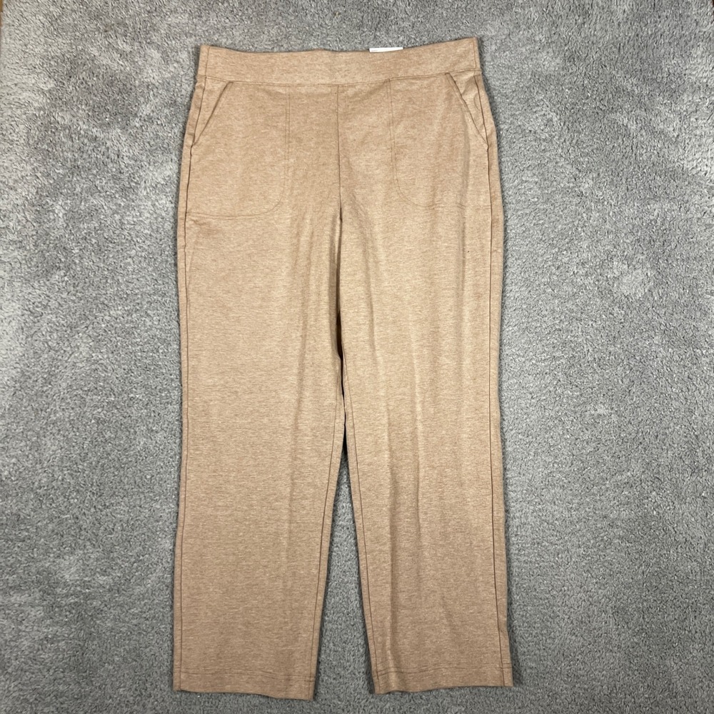 Croft Barrow Pants Womens XL The Easy Knit Pant Straight Mid Rise‎ Tan New